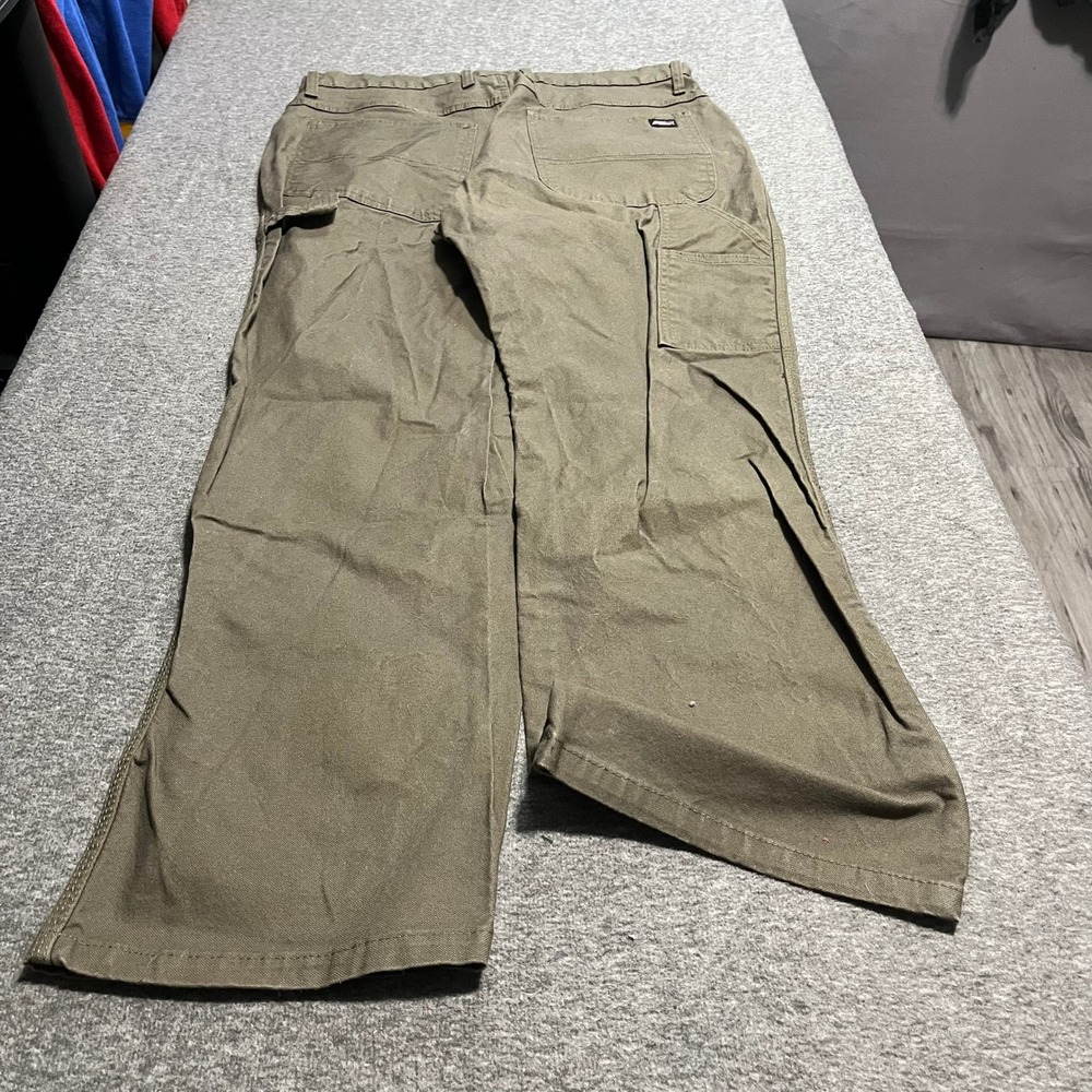 Dickies Mens 34x30 Carpenter Pants Olive Green Duck Canvas Utility Workwear